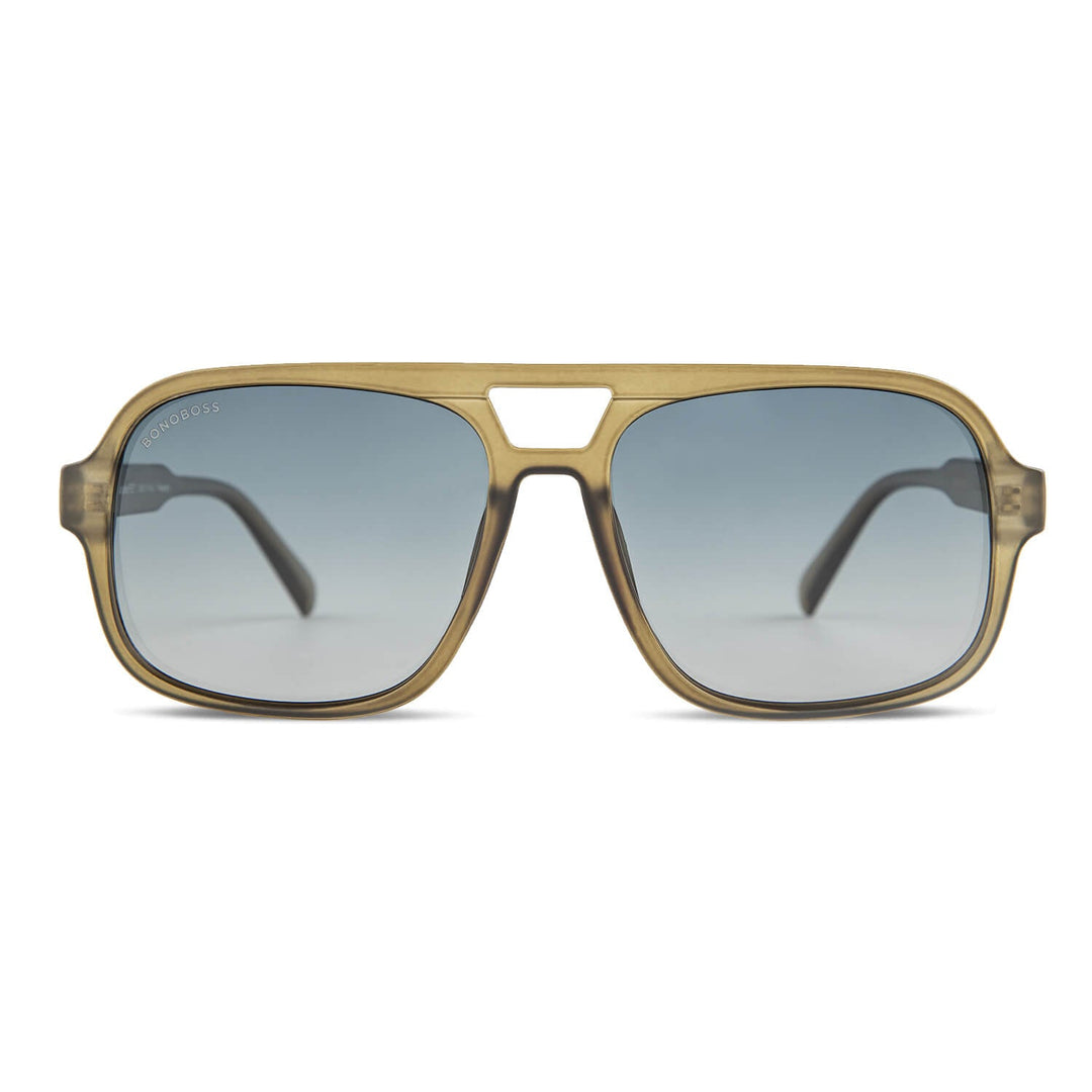 Sunglasses polarized round botellas plásticas recycleds sustainable green. cristal color gradient blue Bonoboss #color_olive-blue
