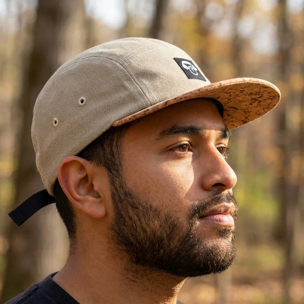Gorro cork ecológico retrato perfil textura cork bonoboss