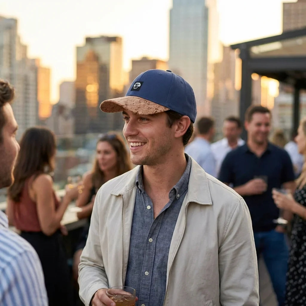 Gorro cork ecológico in rooftop bar social bonoboss