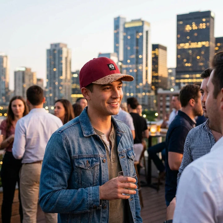 Gorro cork ecológico in rooftop bar social bonoboss