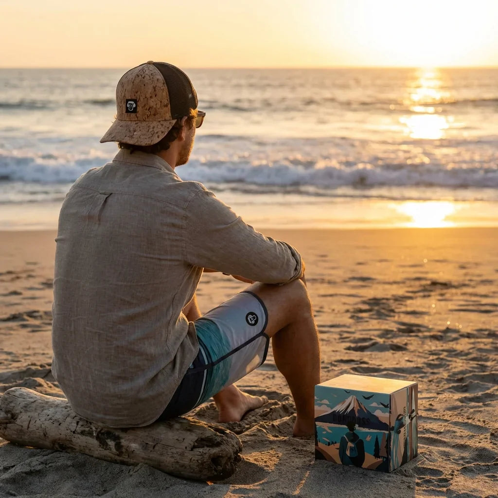 Gorro cork ecológico in playa to the atardecer bonoboss