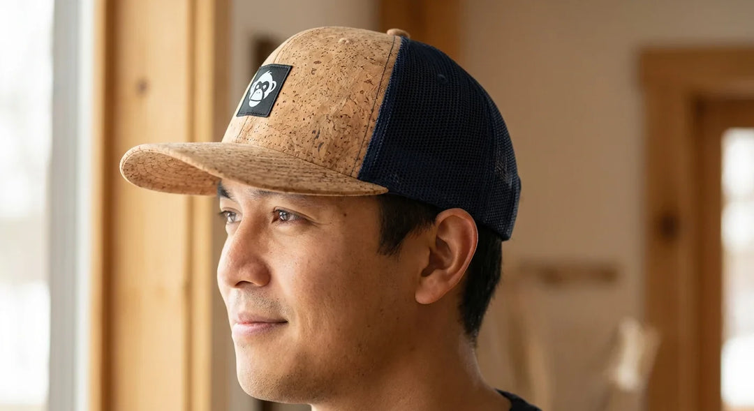 Gorro cork ecológico retrato perfil textura cork bonoboss
