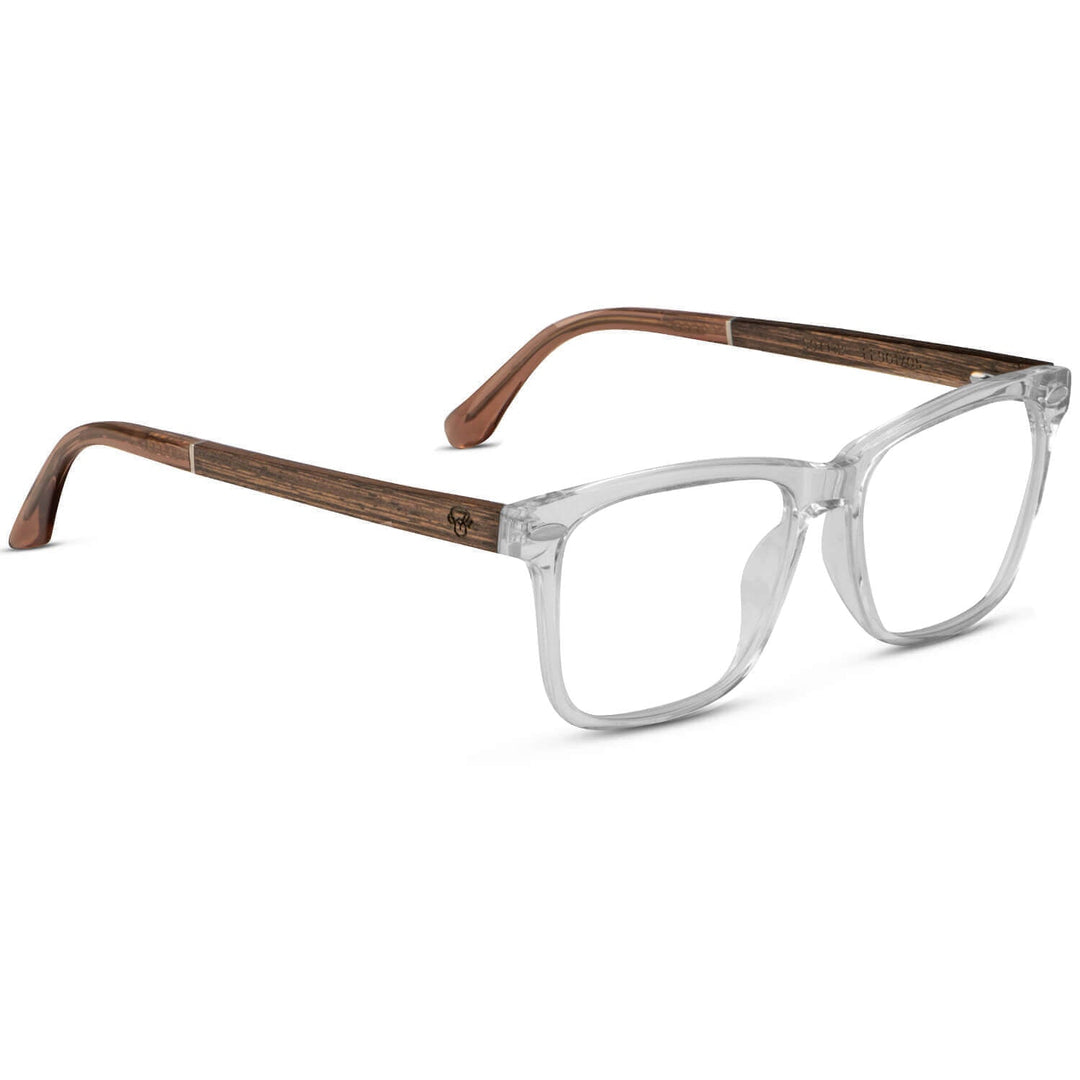 Optical frames clear for round face with wooden temples for men and women Bonoboss #color_transparente