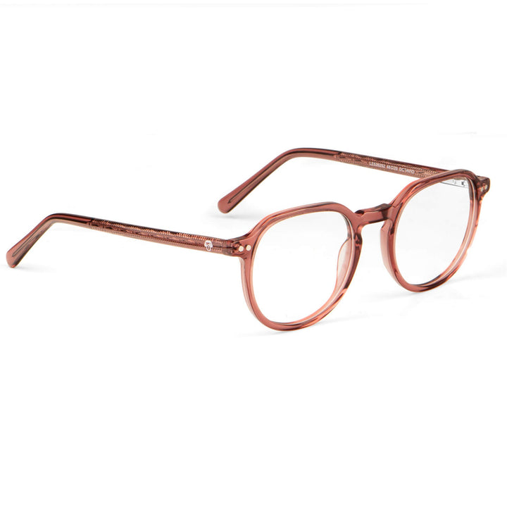 Eyeglasses or optical frames with iman or sun clip-on polarized forma octagonal or round for mens and womenes round face large. angled view and frames color damasco Bonoboss