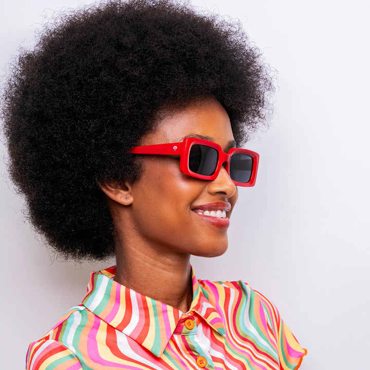 Sunglasses rectangular acetate polarized red cristal black for men and women Bonoboss #color_rojo