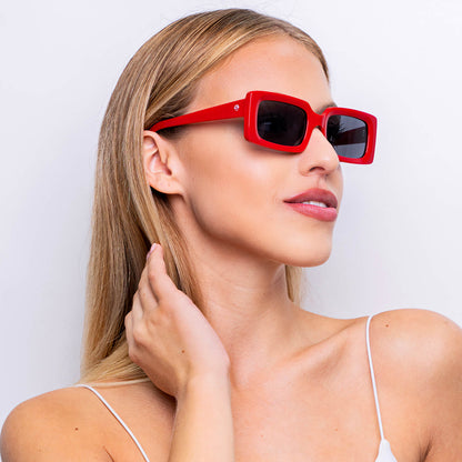 anteojos de sol rectangulares de acetato polarizados color rojo cristal negro para hombre y mujer #color_rojo