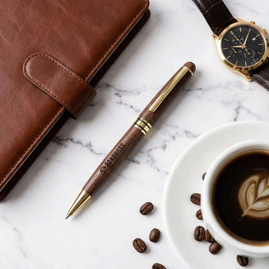Lápiz wooden premium flat lay ejecutivo mármol bonoboss