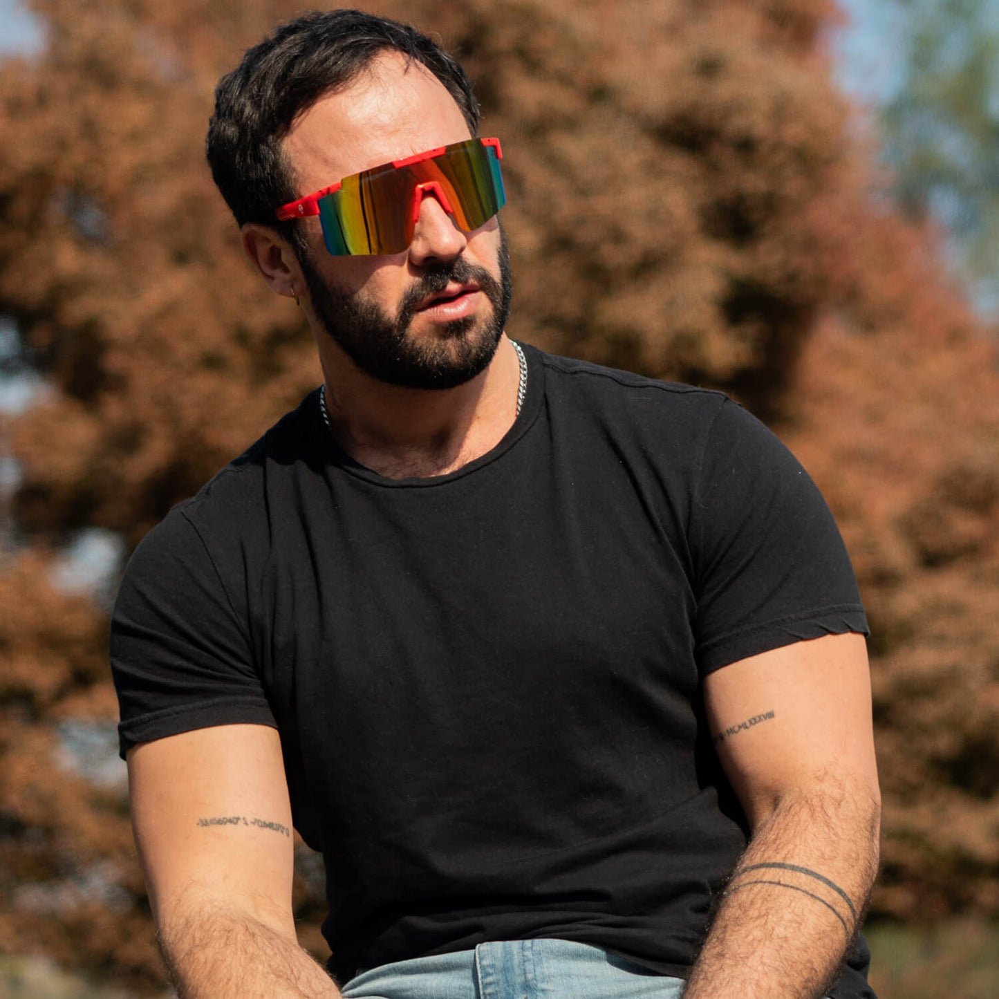 lentes de sol deportivos polarizados de para hombre y mujer color rojo reflectantes #color_rojo