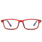 anteojos de lectura o presbicia de color rojo transparente y forma rectangular para hombre y mujer de cara redonda vista frontal