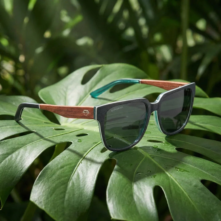 Lenses sun selkie boreal polarized wood zebrawood bio-acetate rosal botanical composition hoja monstera bonoboss #editorial_grid2 #color_selkie-db-rosal