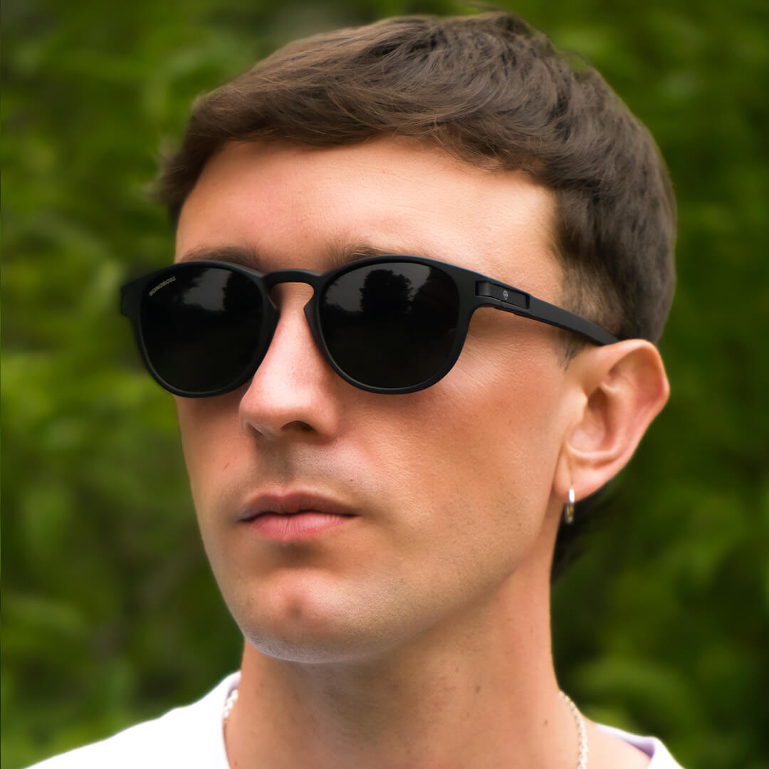 lentes anteojos de sol polarizados redondos de acetato para hombre y mujer color negro #color_negro