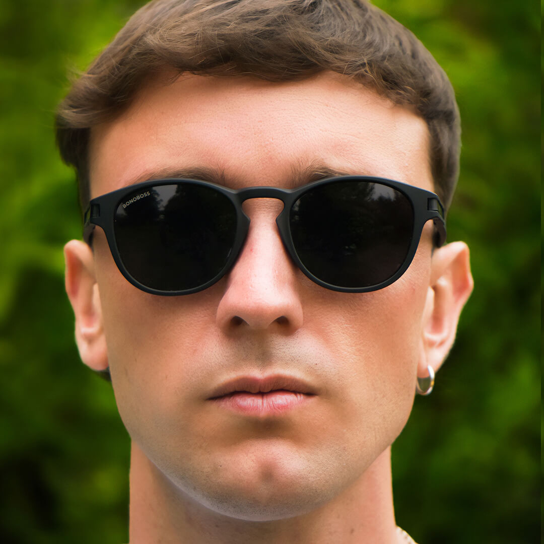 lentes anteojos de sol polarizados redondos de acetato para hombre y mujer color negro #color_negro