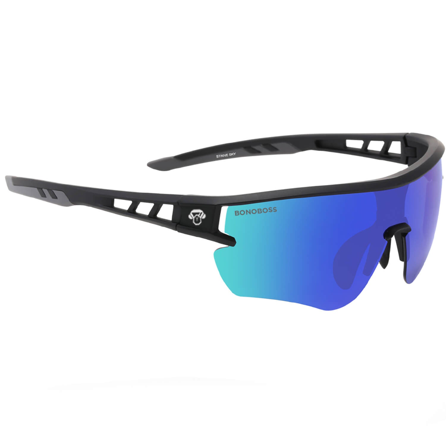 lentes anteojos de sol polarizados deportivos de acetato para hombre y mujer color negro cristal azul reflectante #color_azul