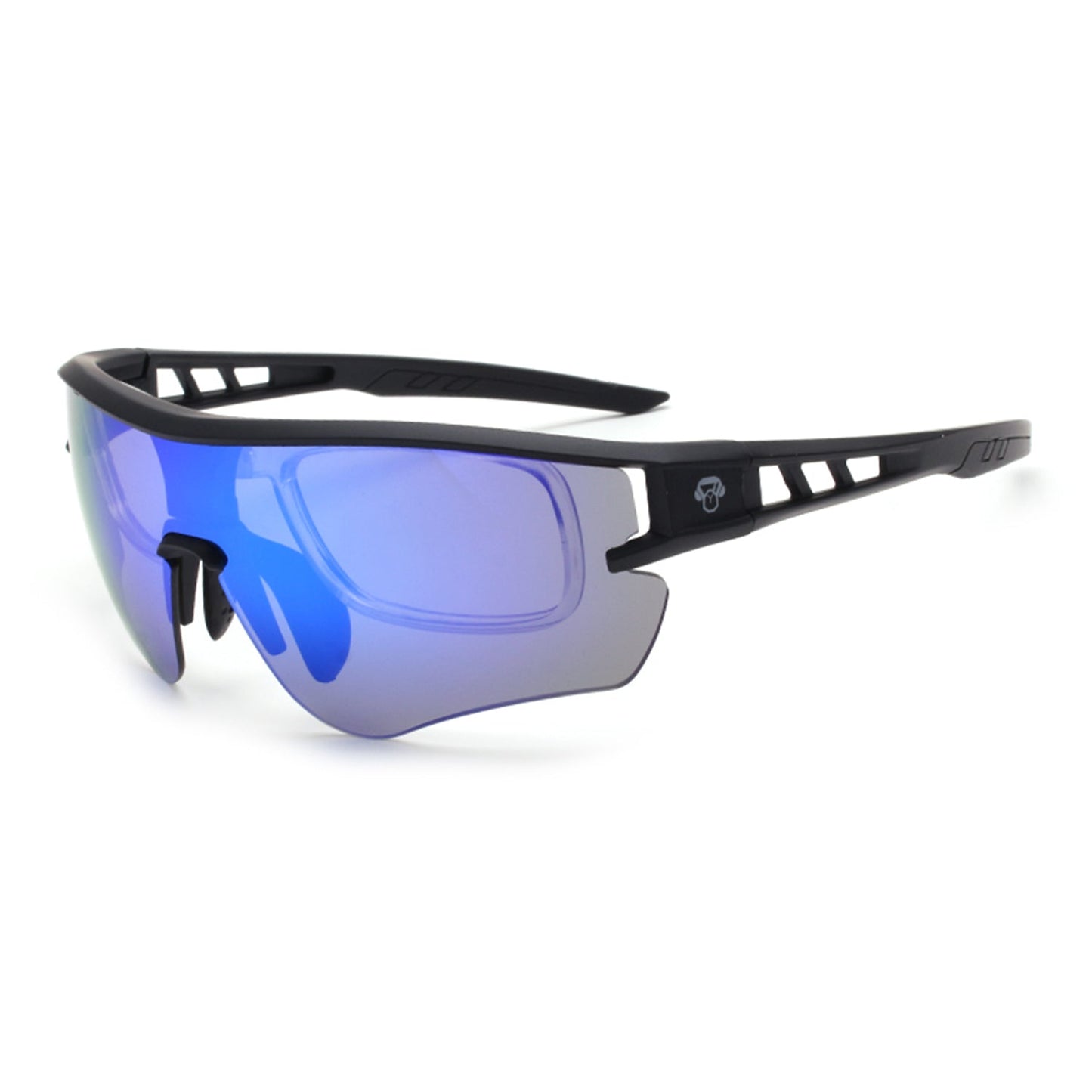 lentes anteojos de sol polarizados deportivos de acetato para hombre y mujer color negro cristal azul reflectante #color_azul