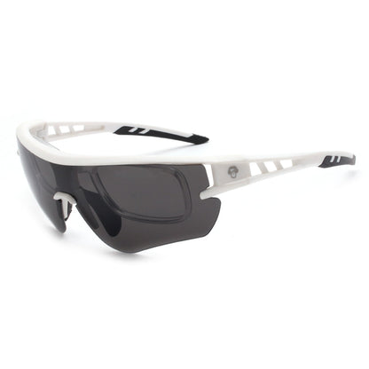lentes anteojos de sol polarizados deportivos de acetato para hombre y mujer color blanco  cristal negro reflectante #color_blanco