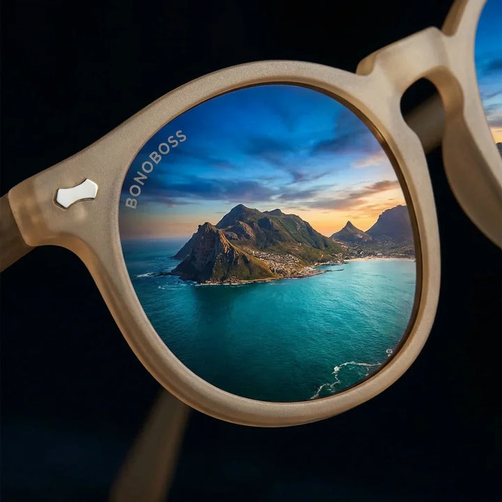 Lenses sun temuco polarized UV400 rpet recycled of the oceano brown close-up lente reflejo driftwood gold bonoboss #editorial_polarizado #color_cafe