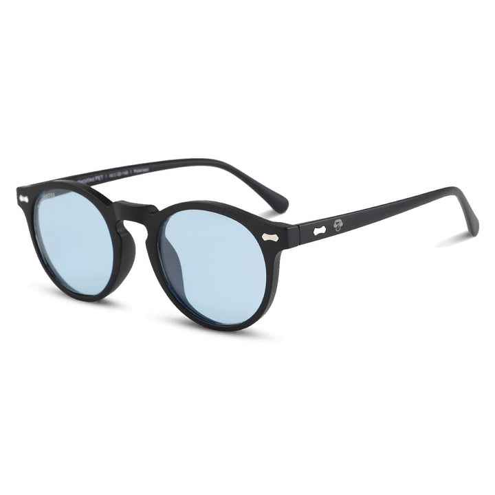 Sunglasses polarized round botellas plásticas recycleds sustainable blacks. cristal color gradient blue Bonoboss #color_negro