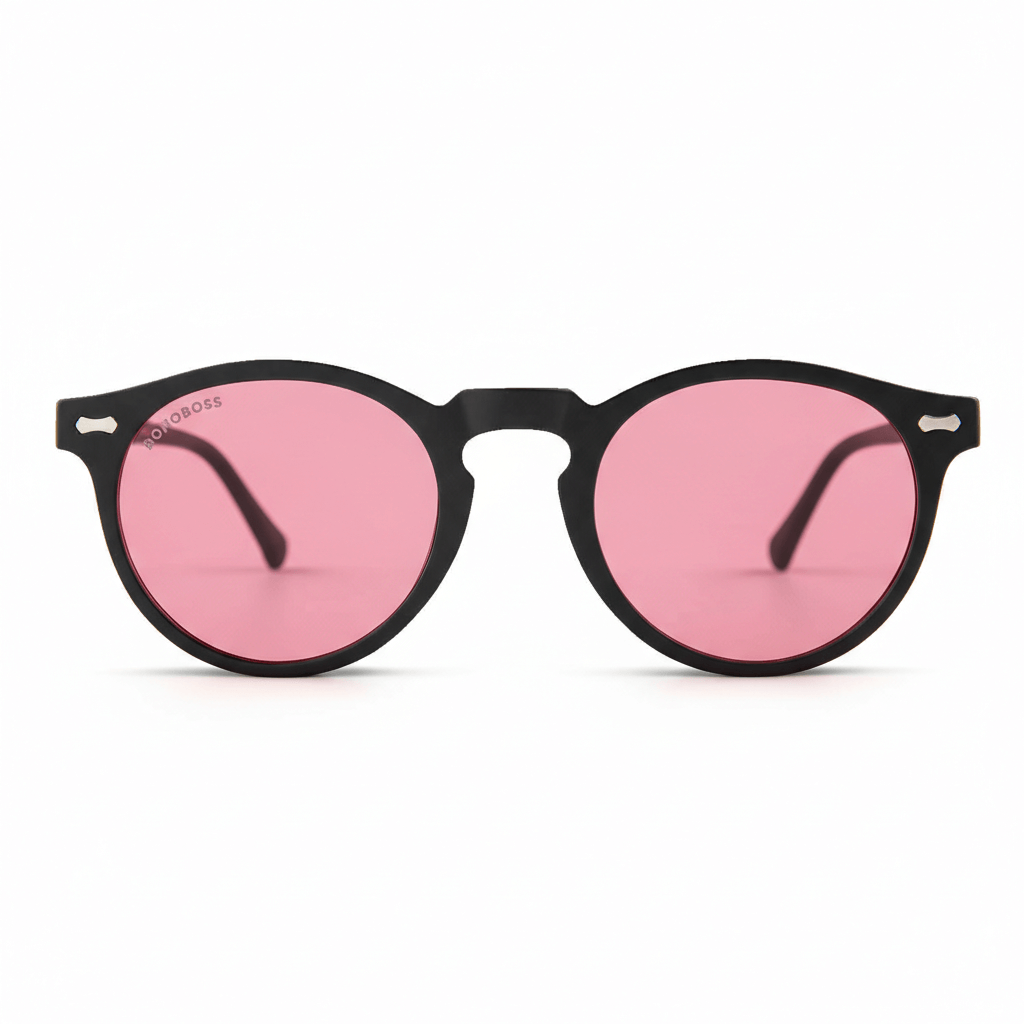 lentes redondos para hombre y mujer polarizados de color cristal rosado #color_pink