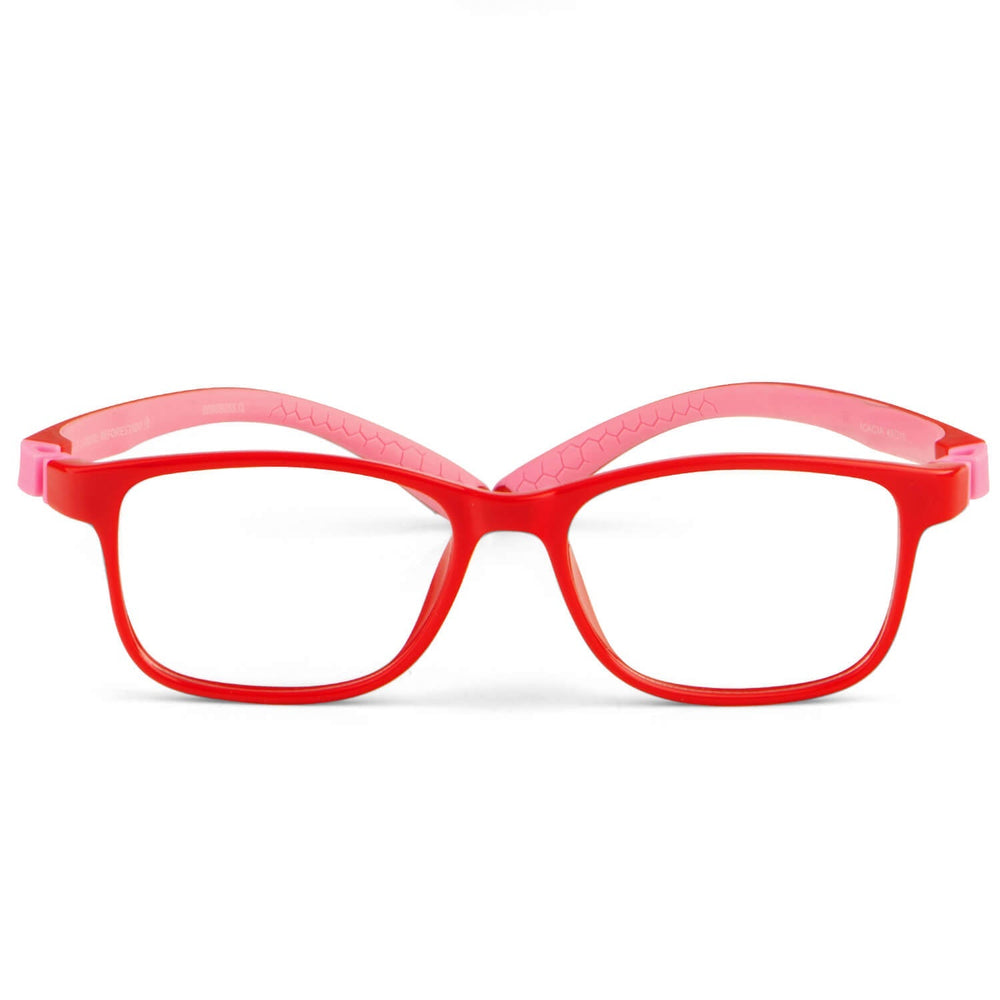 Eyeglasses or optical frames kids and kids forma rectangular unos eyeglasses. frames optical goma indestructibles for kids red with temples rosadas and forma rectangular Bonoboss #color_rojo