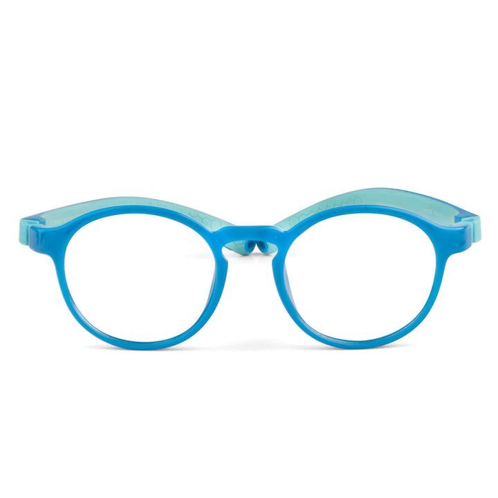 Eyeglasses kids and kids pink forma redonda with cristales optical prescription indestructibles como the miraflex blue front view Bonoboss #color_azul