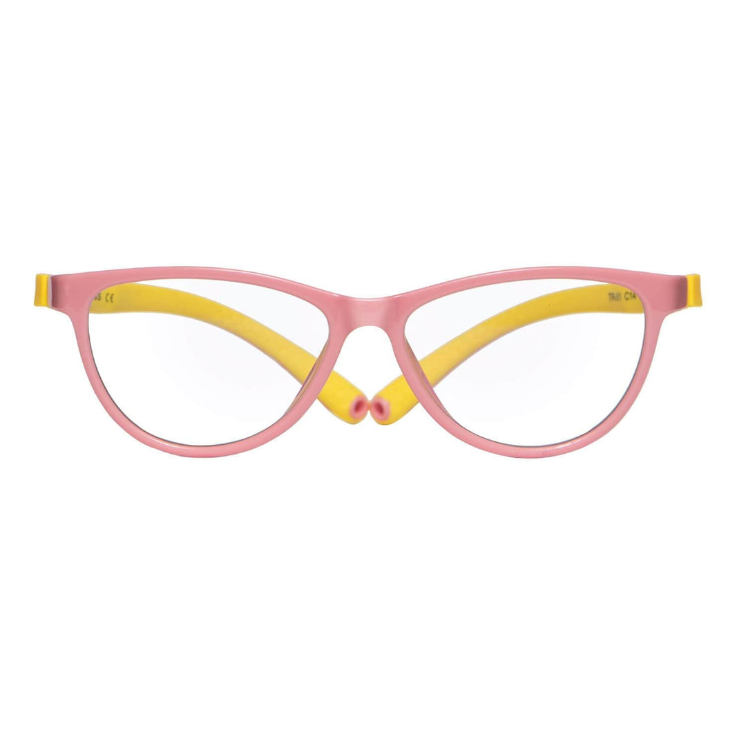 Eyeglasses or frames ópticas for kids and kids forma agatada and pink with amarillo front view Bonoboss #color_rosado