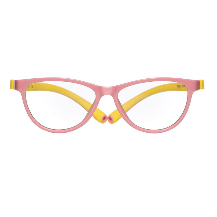 Eyeglasses or frames ópticas for kids and kids forma agatada and pink with amarillo front view Bonoboss #color_rosado