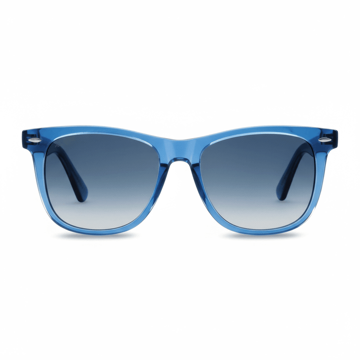 Sunglasses polarized oval for men and women modelo wayfarer rayban blue clear with lenses gradient bluees polarized distribuidor optical wholesale sustainable recycled plastic Bonoboss #color_azul