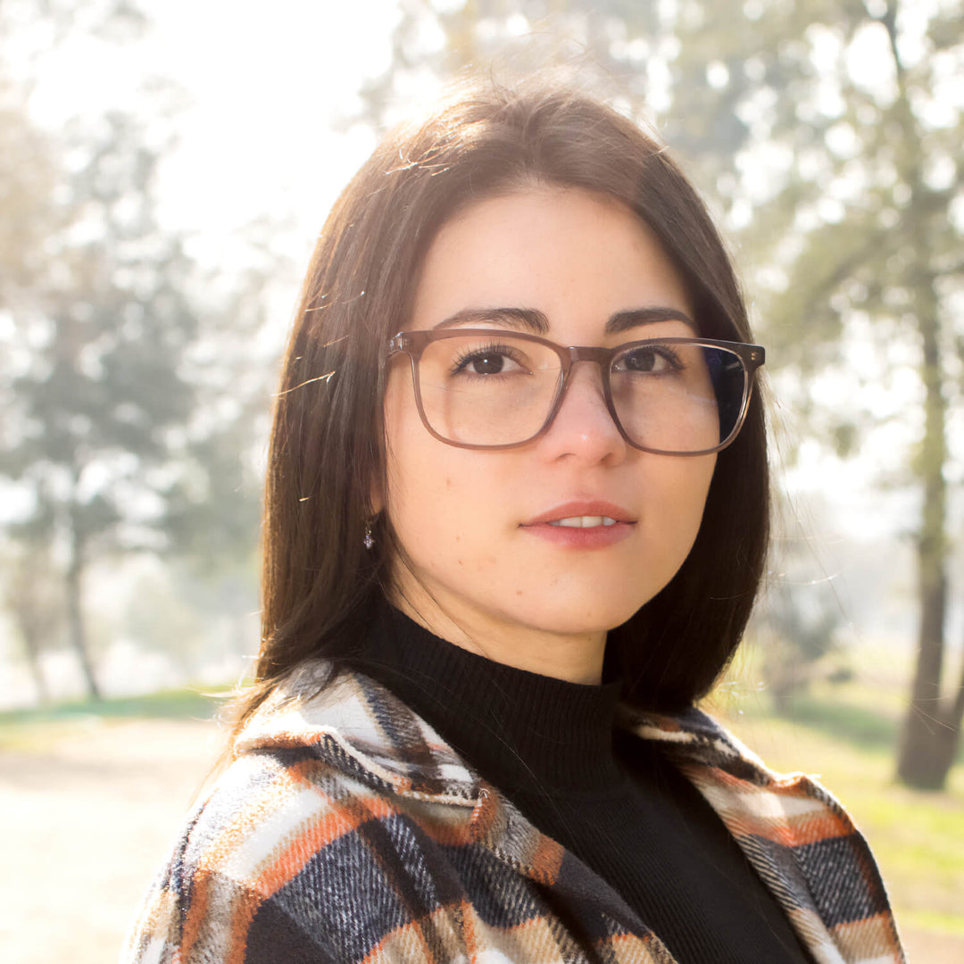 Lentes con filtro de luz azul Waimea XL, foto de estudio, montura de bioacetato y tratamiento UV400 #color_peach