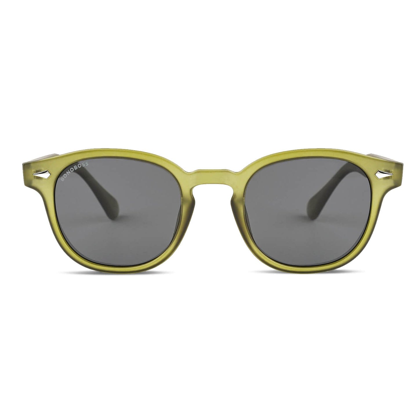 anteojos de sol polarizados redondos de botellas plásticas recicladas sustentable color verde. cristal color negro #color_olive