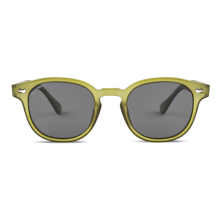 Sunglasses polarized round botellas plásticas recycleds sustainable green. cristal black Bonoboss #color_olive