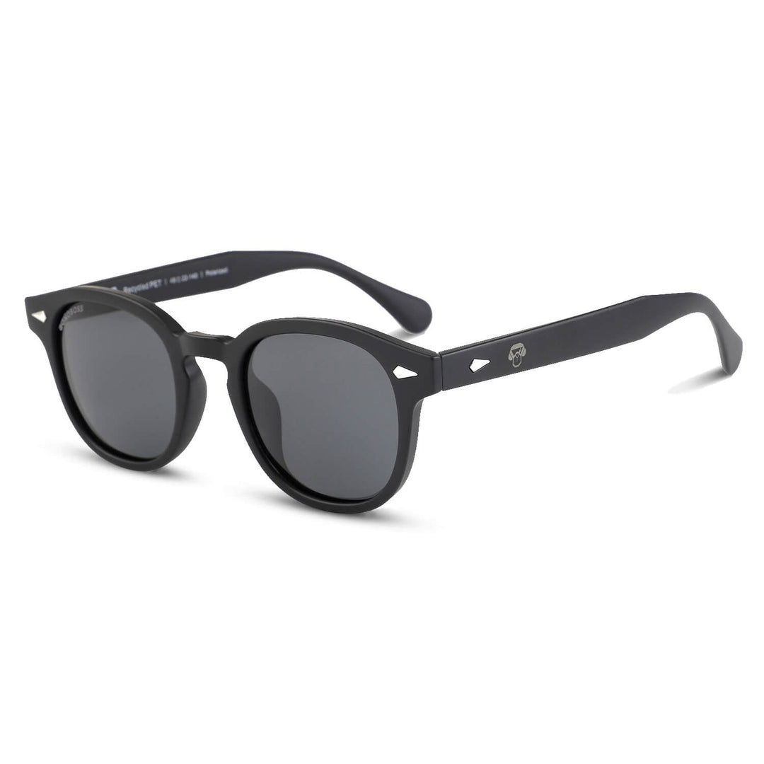 Sunglasses polarized round botellas plásticas recycleds sustainable black. cristal black Bonoboss #color_negro
