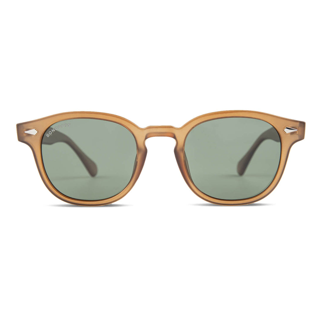 Sunglasses polarized round botellas plásticas recycleds sustainable color café. cristal color g15 Bonoboss #color_brown