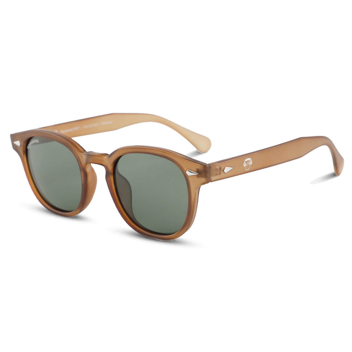 Sunglasses polarized round botellas plásticas recycleds sustainable color café. cristal color g15 Bonoboss #color_brown