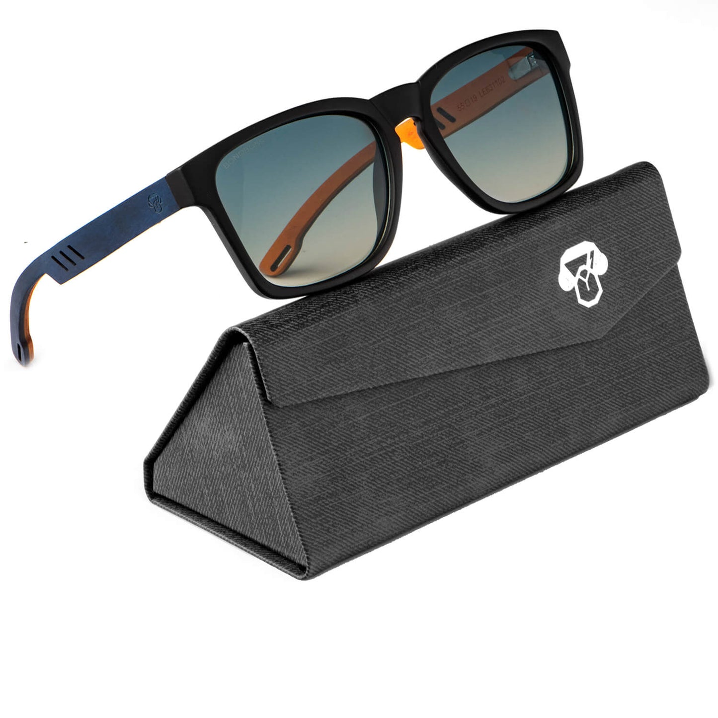 anteojos de sol rectangulares polarizados negros para hombre y mujer con lentes de color degrade azul #color_degrade-azul