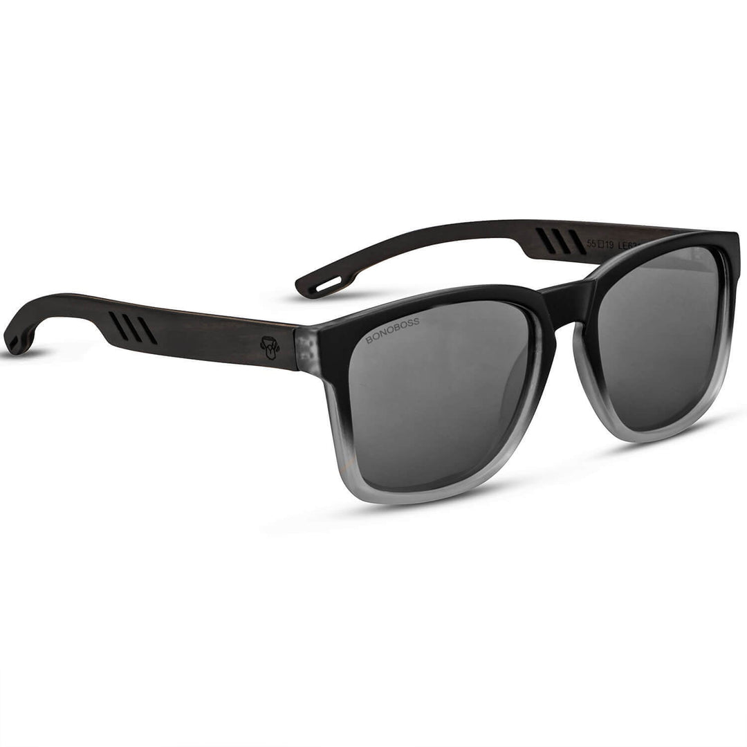 Sunglasses polarized round black with color lenses gray with lenses grayes mirroreds Bonoboss #color_espejado-gris