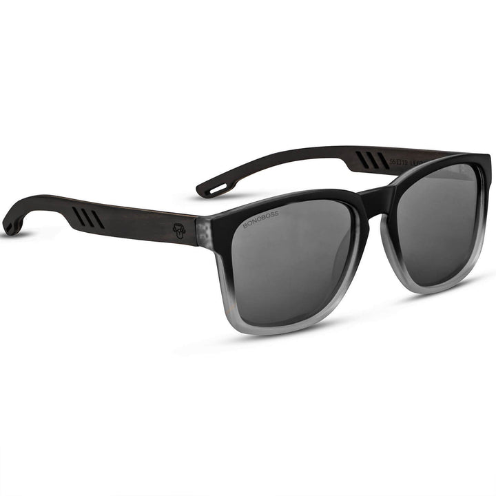 Sunglasses polarized round black with color lenses gray with lenses grayes mirroreds Bonoboss #color_espejado-gris