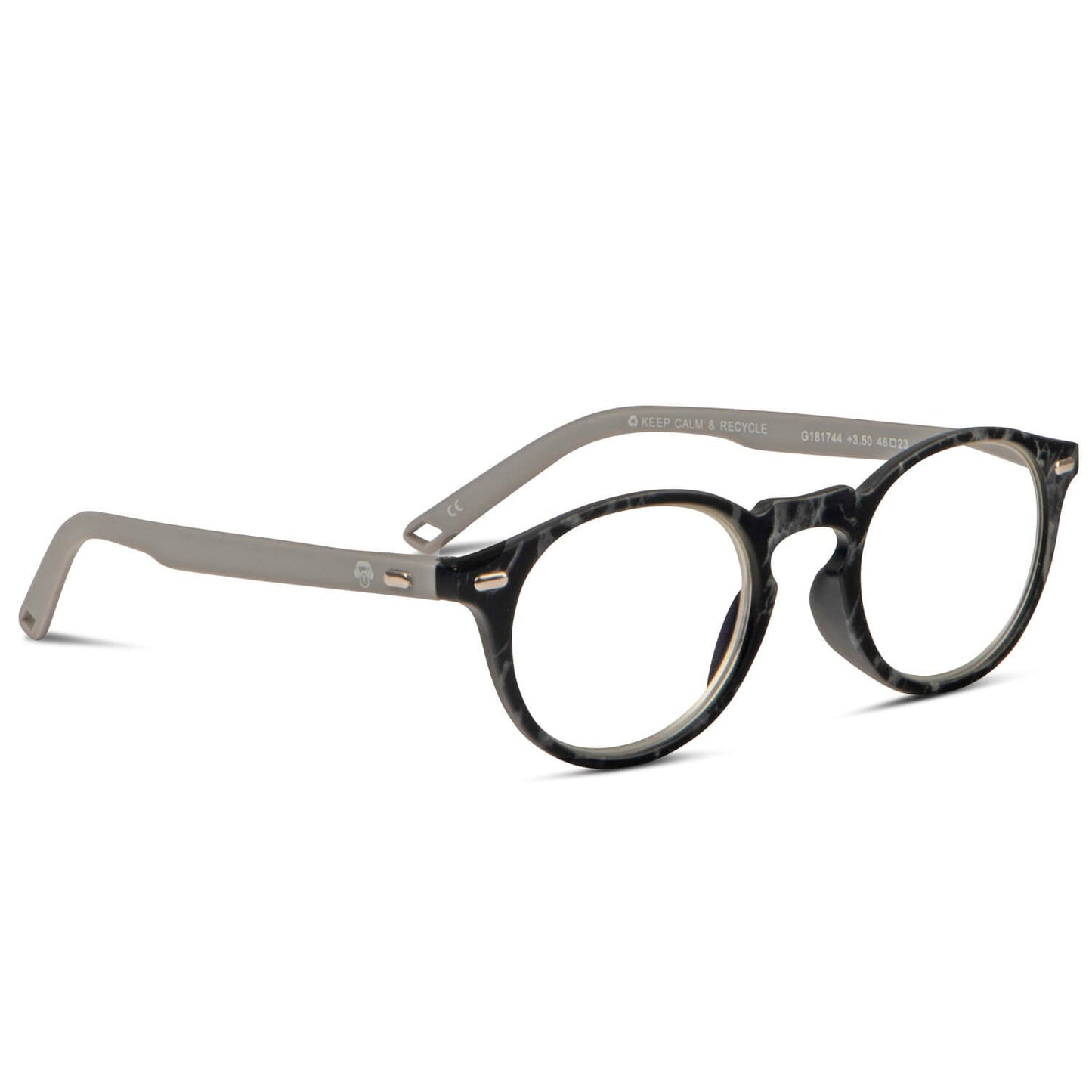 anteojos redondos de lectura con antireflejo y filtro de luz azul para hombre y mujer. Bonoboss distribuidor y mayorista de opticas. Vista angulada