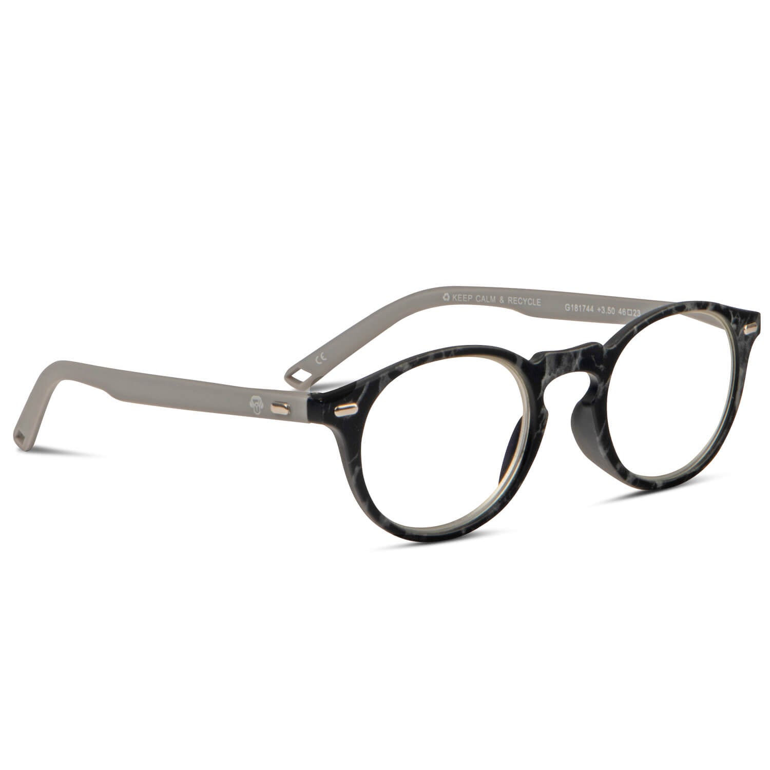 anteojos redondos de lectura con antireflejo y filtro de luz azul para hombre y mujer. Bonoboss distribuidor y mayorista de opticas. Vista angulada