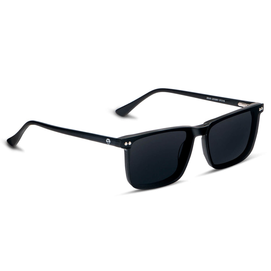 Eyeglasses or optical frames rectangular clears larges for round face black with sobre lente sun clip-on iman polarized for men and women angled view montados Bonoboss #color_negro