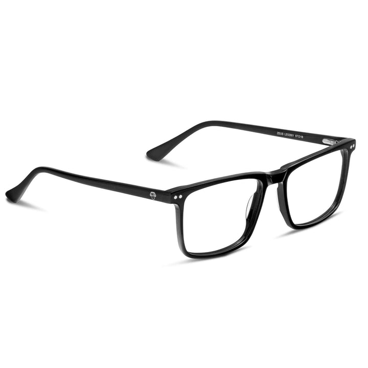Eyeglasses or optical frames rectangular clears larges for round face black with sobre lente sun clip-on iman polarized for men and women angled view Bonoboss #color_negro