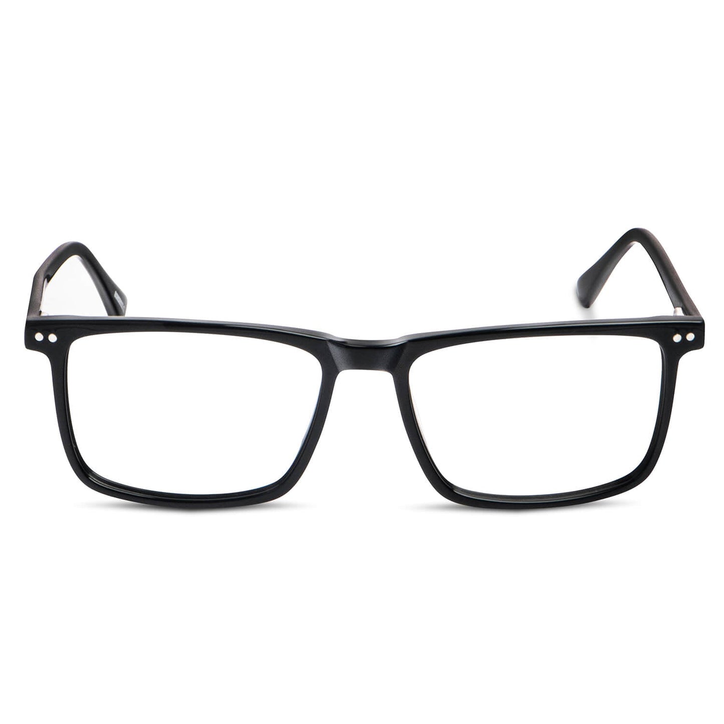 anteojos o marcos opticos rectangulares transparentes grandes para cara redonda de color negro con sobre lente clip sol iman polarizado para hombre y mujer vista frontal #color_negro