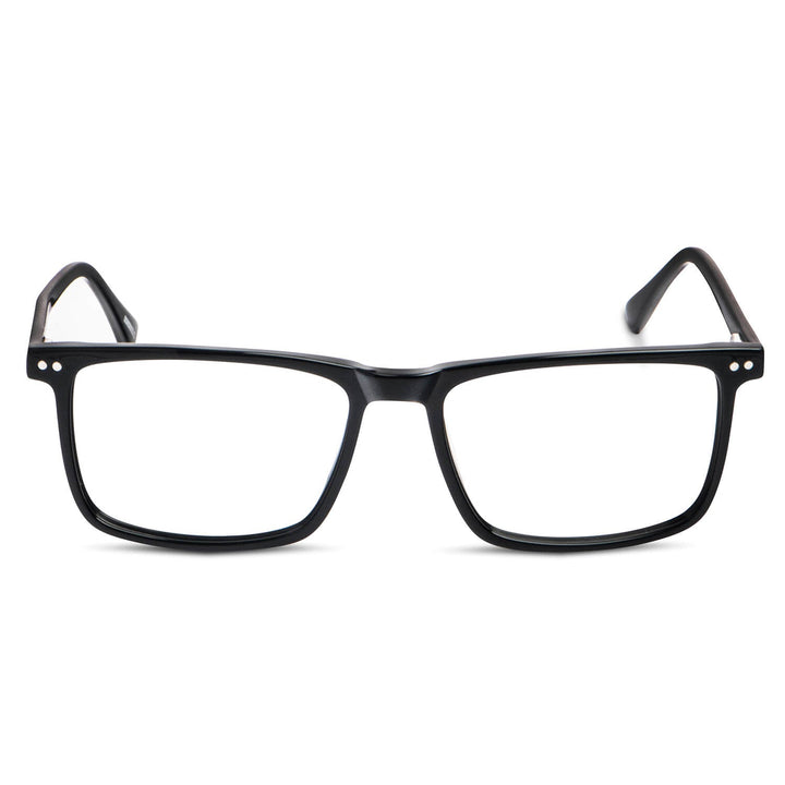 Eyeglasses or optical frames rectangular clears larges for round face black with sobre lente sun clip-on iman polarized for men and women front view Bonoboss #color_negro