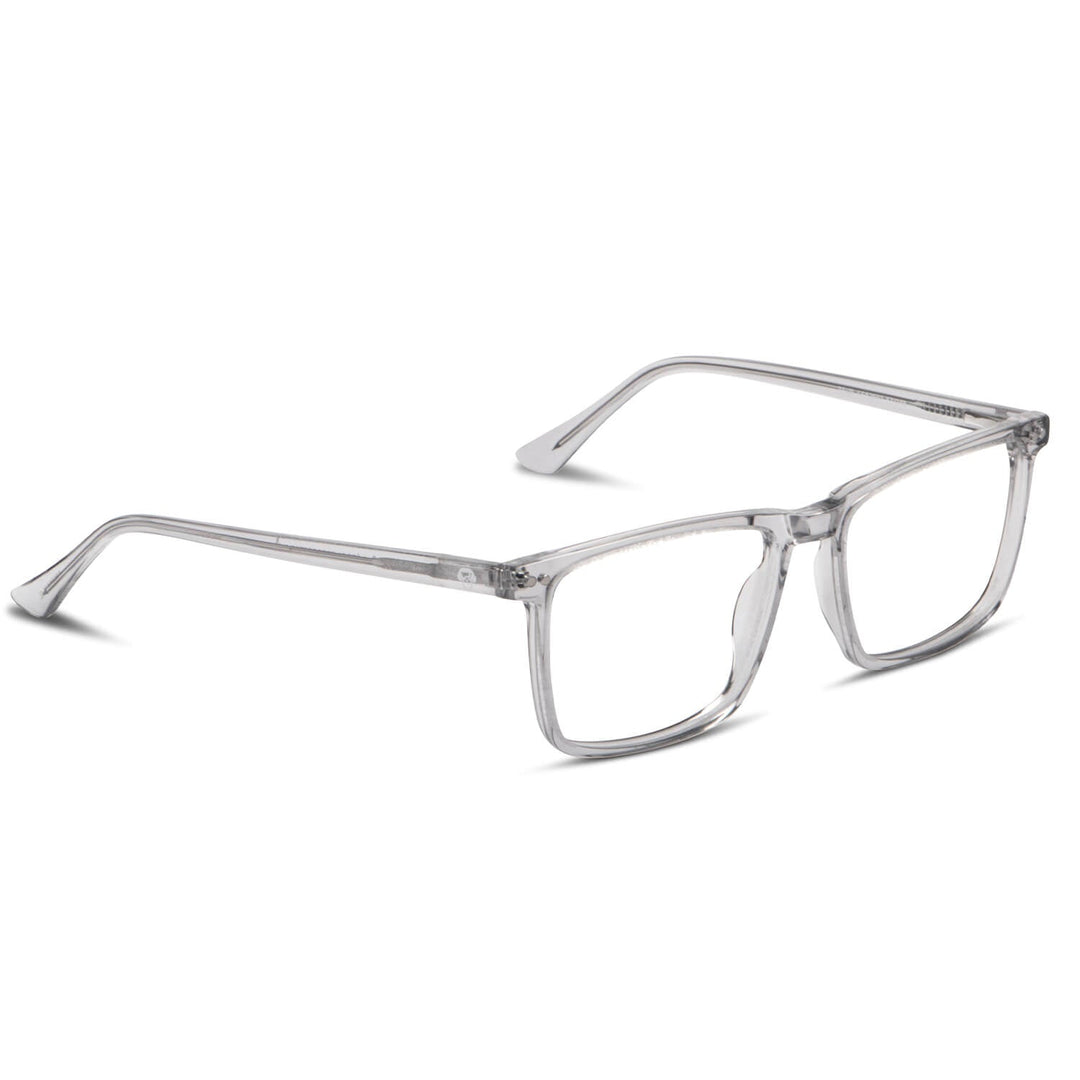 Eyeglasses or optical frames rectangular clears larges for round face pink with sobre lente sun clip-on iman polarized for men and women angled view Bonoboss #color_transparente