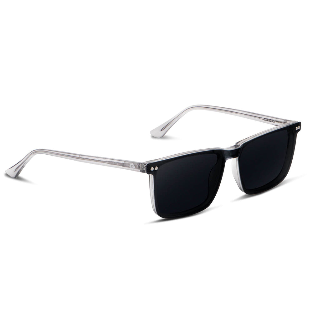 Eyeglasses or optical frames rectangular clears larges for round face clear with sobre lente sun clip-on iman polarized for men and women angled view Bonoboss #color_transparente